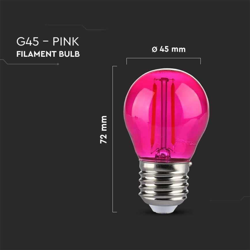 Λαμπτήρας LED FILAMENT G45 E27/2W/230V ροζ