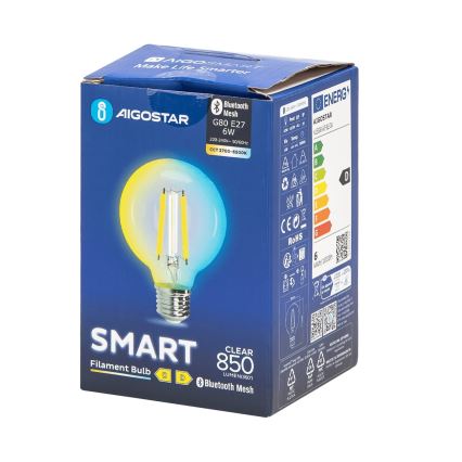 Λαμπτήρας Dimming LED FILAMENT MESH Smart G80 E27/6W/230V 2700-6500K - Aigostar