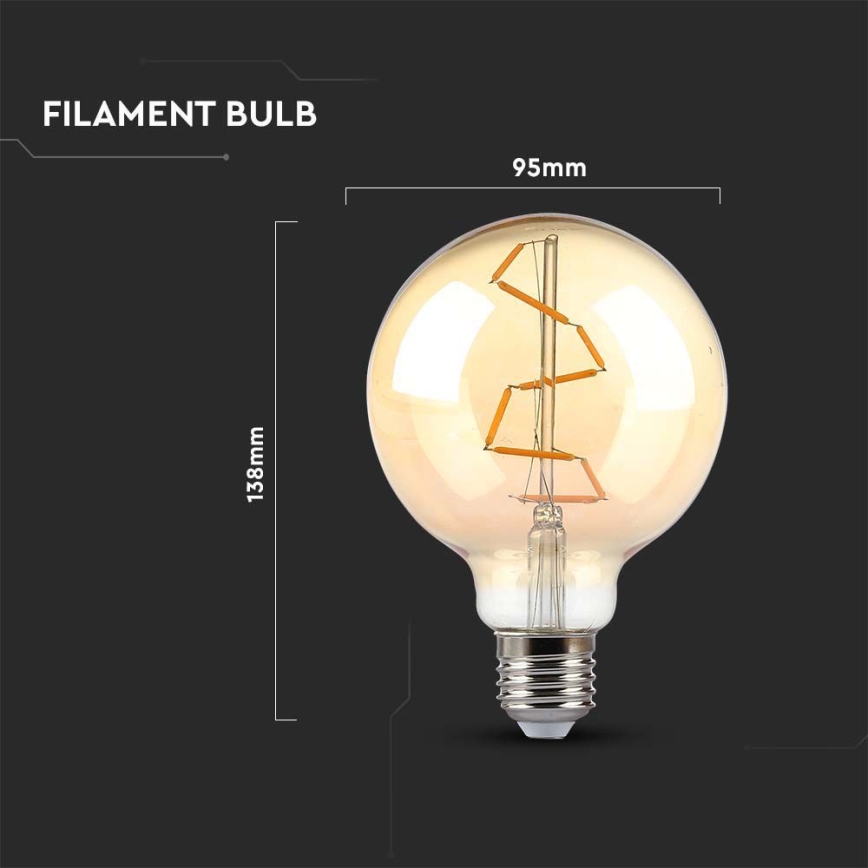 Λαμπτήρας LED FILAMENT G95 E27/4W/230V 2200K