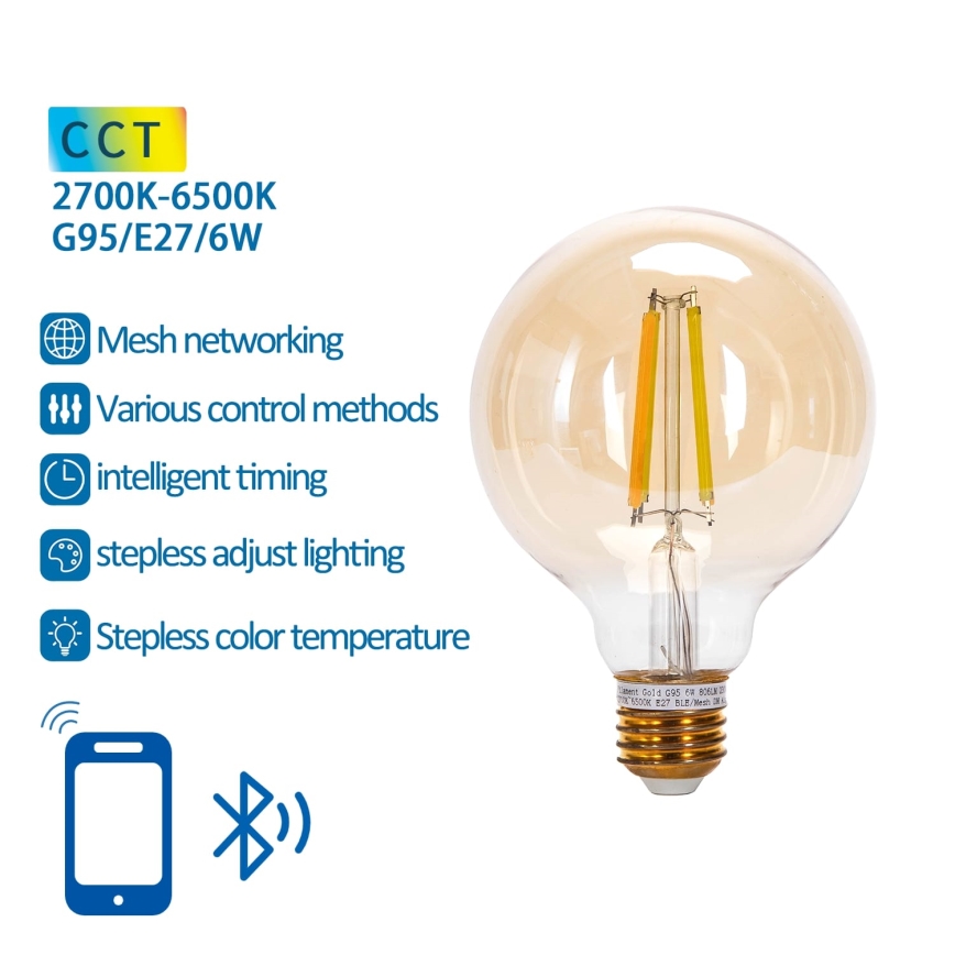 Λαμπτήρας Dimming LED FILAMENT MESH Smart G95 E27/6W/230V 2700-6500K - Aigostar