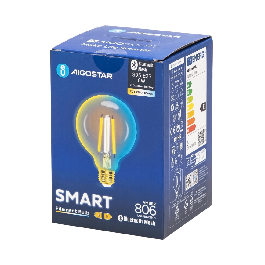 Λαμπτήρας Dimming LED FILAMENT MESH Smart G95 E27/6W/230V 2700-6500K - Aigostar