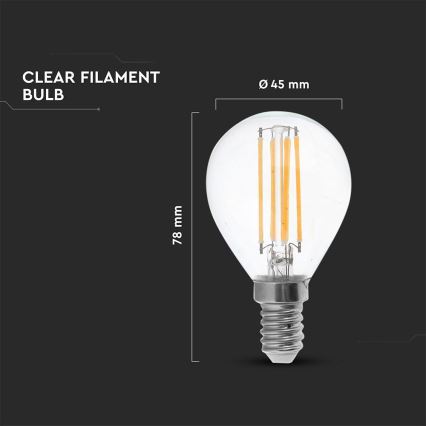 Λαμπτήρας LED FILAMENT P45 E14/6W/230V 2700K