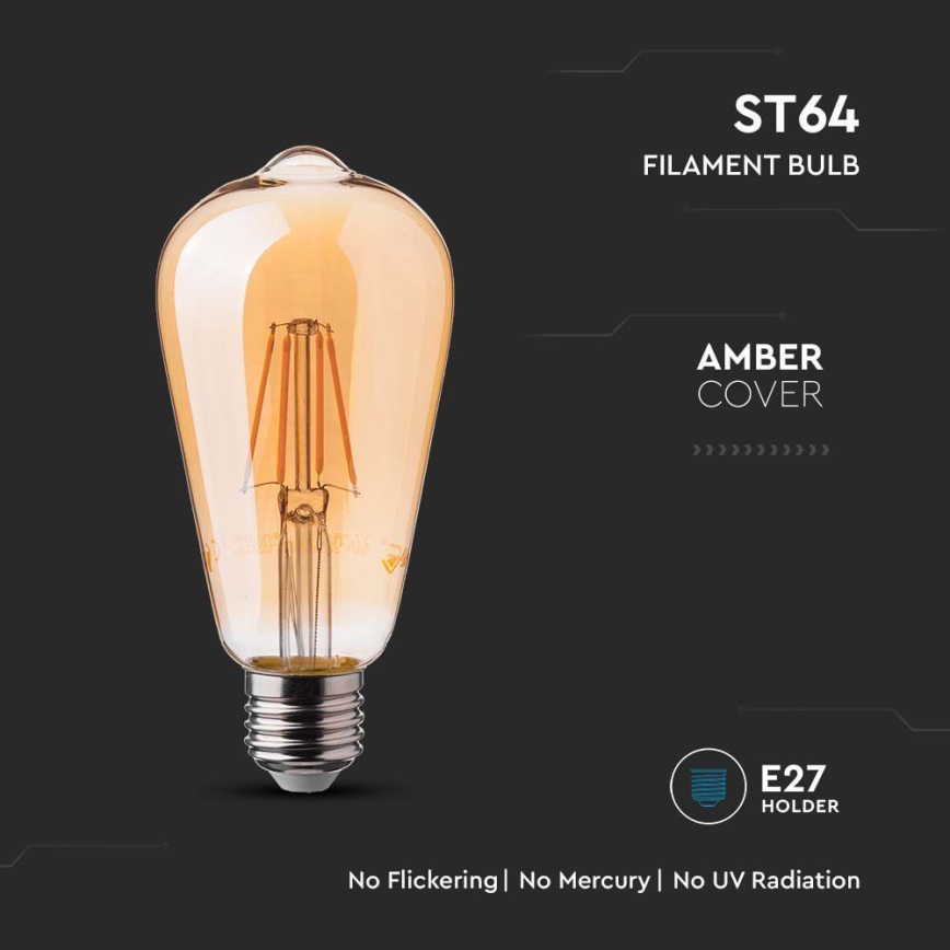 Λαμπτήρας LED FILAMENT ST64 E27/6W/230V 2200K