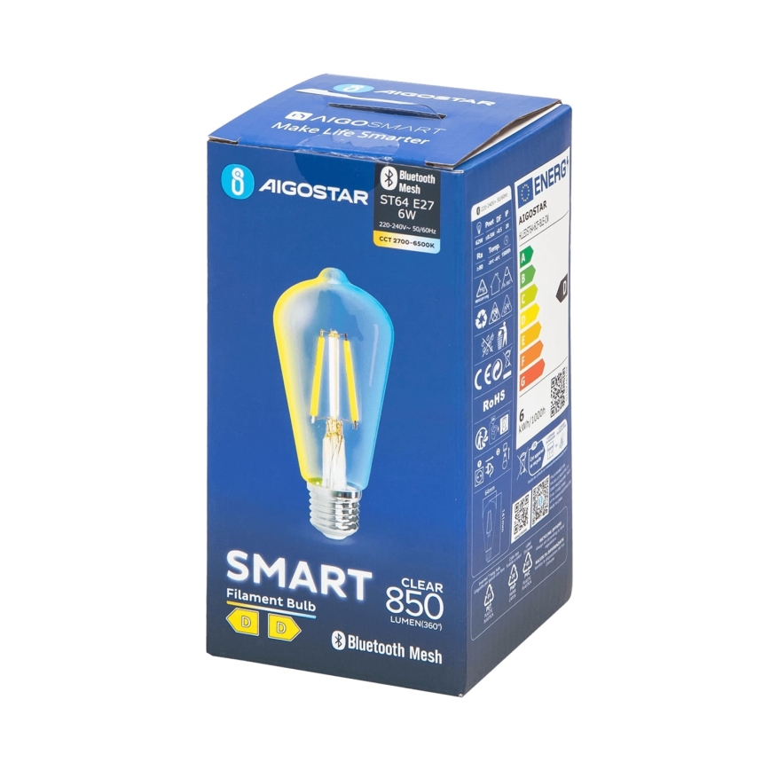 Λαμπτήρας Dimming LED FILAMENT MESH Smart ST64 E27/6W/230V 2700-6500K - Aigostar