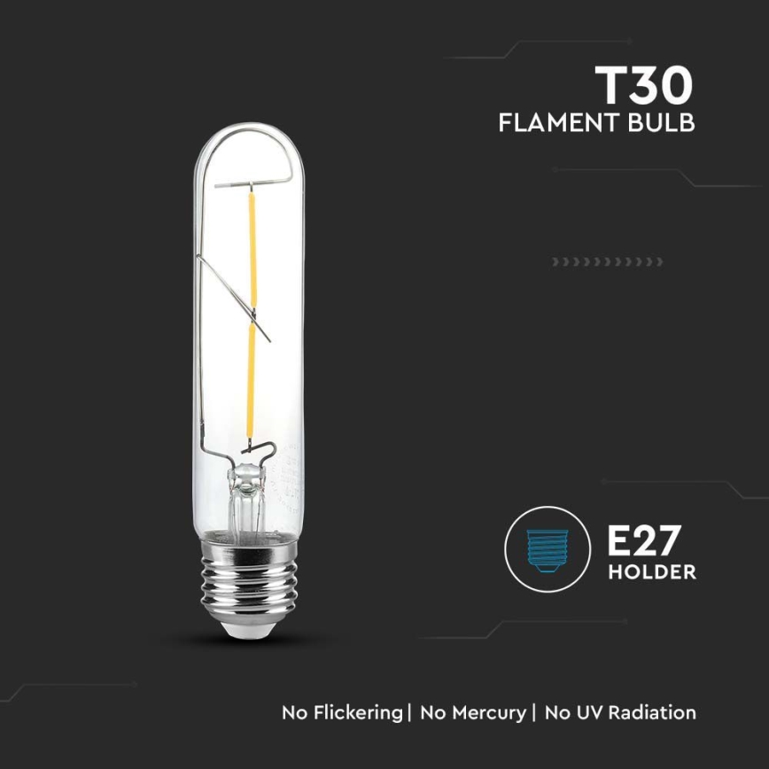 Λαμπτήρας LED FILAMENT T30 E27/2W/230V 3000K
