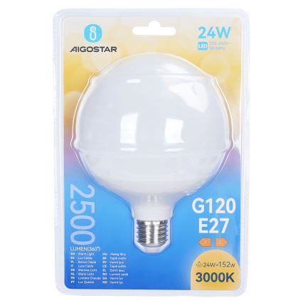 Λαμπτήρας LED G120 E27/24W/230V 3000K - Aigostar