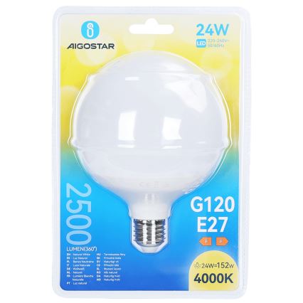 Λαμπτήρας LED G120 E27/24W/230V 4000K - Aigostar