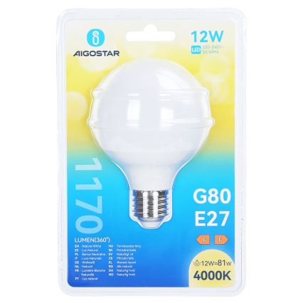 Λαμπτήρας LED G80 E27/12W/230V 4000K - Aigostar
