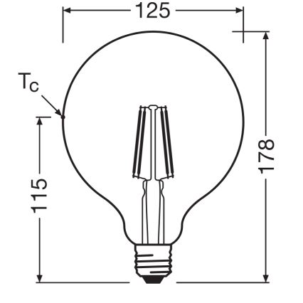 Λαμπτήρας LED GLOBE CLASSIC FILAMENT G125 E27/4W/230V 2700K - Ledvance