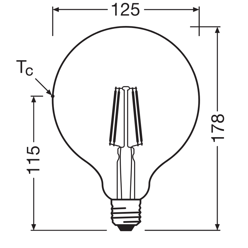 Λαμπτήρας LED GLOBE CLASSIC FILAMENT G125 E27/4W/230V 2700K - Ledvance