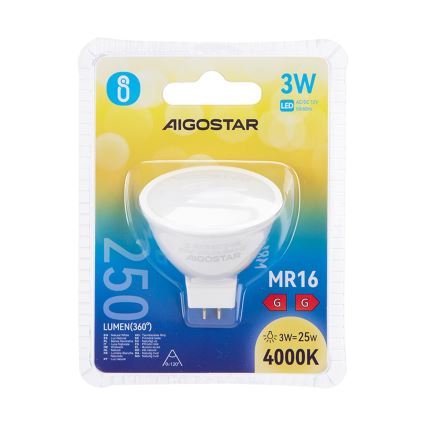 Λαμπτήρας LED MR16 GU5,3/3W/12V 4000K - Aigostar
