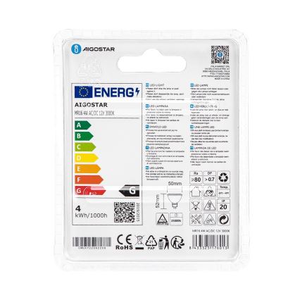 Λαμπτήρας LED MR16 GU5,3/4W/12V 3000K - Aigostar