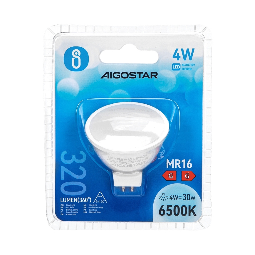 Λαμπτήρας LED MR16 GU5,3/4W/12V 6500K - Aigostar