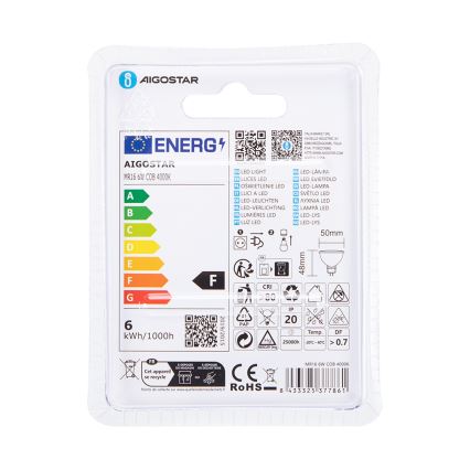 Λαμπτήρας LED MR16 GU5,3/6W/12V 4000K - Aigostar