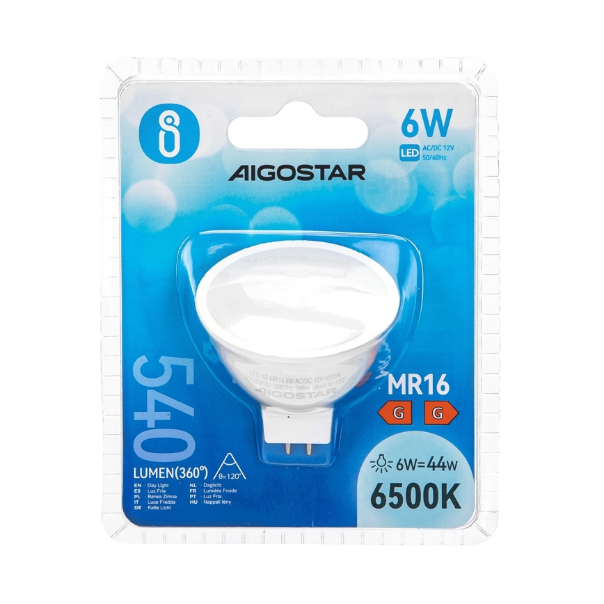 Λαμπτήρας LED MR16 GU5,3/6W/12V 6500K - Aigostar