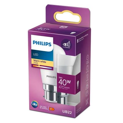Λαμπτήρας LED Philips P45 B22/5W/230V 2700K