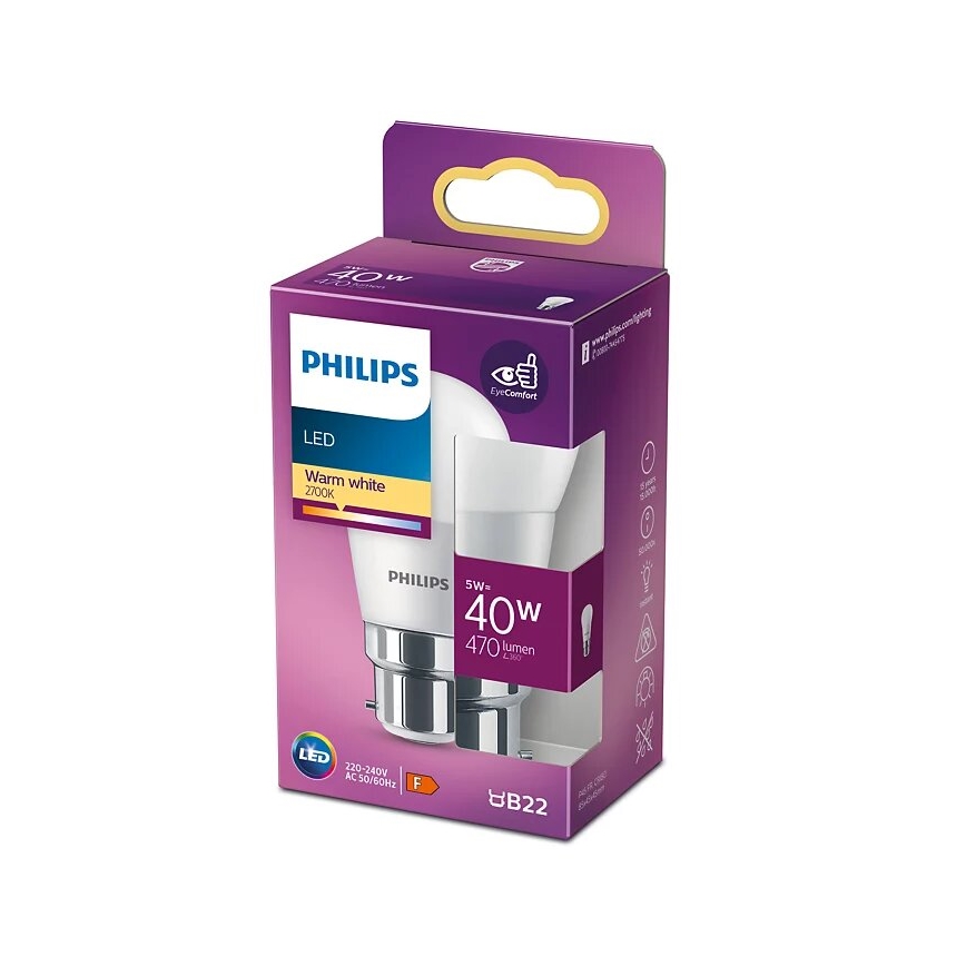 Λαμπτήρας LED Philips P45 B22/5W/230V 2700K