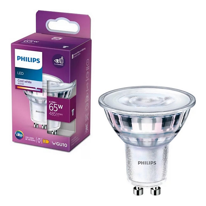 Λαμπτήρας LED Philips PAR16 GU10/4,9W/230V 4000K