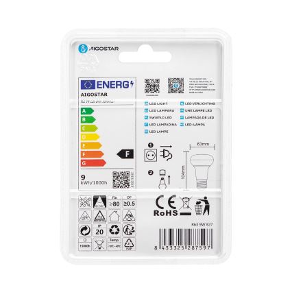 Λαμπτήρας LED R63 E27/9W/230V 3000K - Aigostar