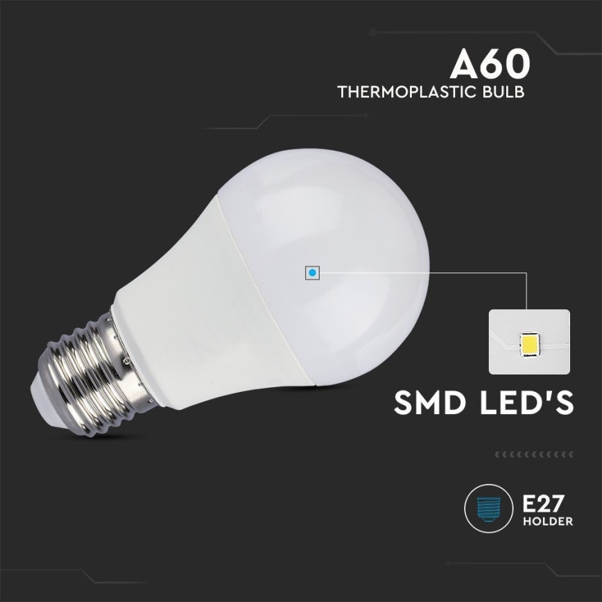 Λαμπτήρας LED SAMSUNG CHIP A60 E27/8,5W/230V 6500K