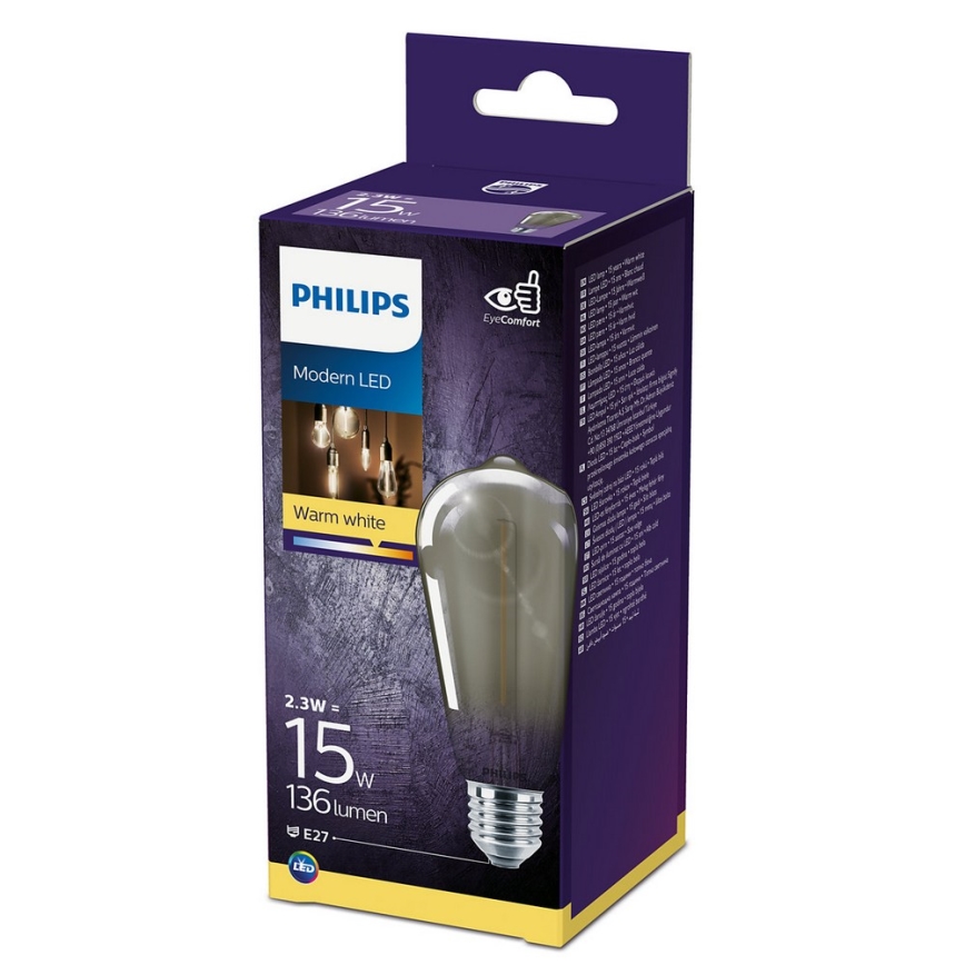 Λαμπτήρας LED SMOKY VINTAGE Philips ST64 E27/2,3W/230V 2700K