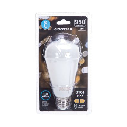 Λαμπτήρας LED ST64 E27/8W/230V 330° 6500K - Aigostar