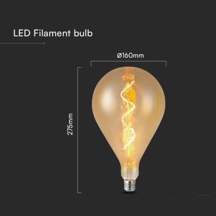 Λαμπτήρας LED τύπου filament A160 E27/4W/230V 1800K