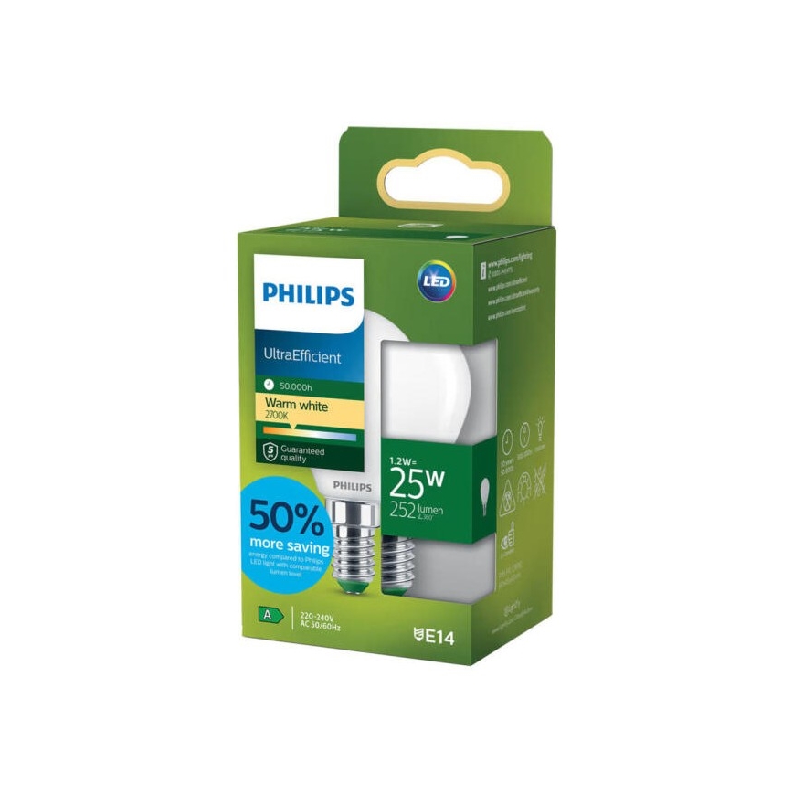 Λαμπτήρας LED ULTRAEFFICIENT Philips P45 E14/1,2W/230V 2700K