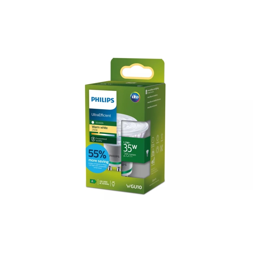 Λαμπτήρας LED ULTRAEFFICIENT Philips PAR16 GU10/1,2W/230V 2700K