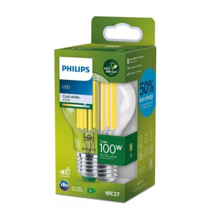 Λαμπτήρας LED ULTRAEFFICIENT Νήμα Philips A60 E27/7,3W/230V 4000K