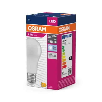 Λαμπτήρας LED VALUE A100 E27/13W/230V 4000K - Osram