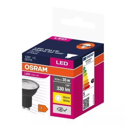 Λαμπτήρας LED VALUE PAR16 GU10/4,5W/230V 2700K 120° μαύρο - Osram