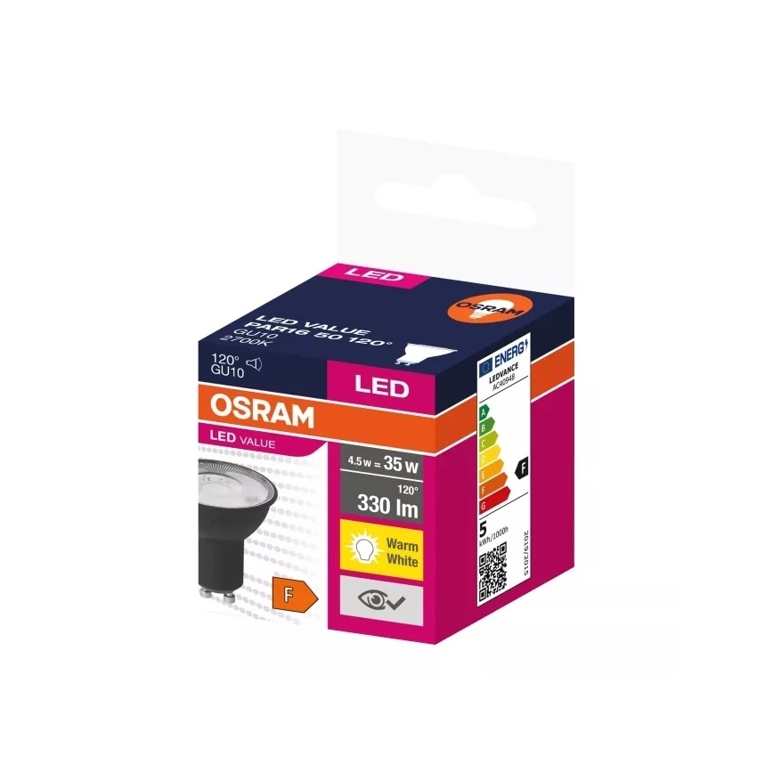 Λαμπτήρας LED VALUE PAR16 GU10/4,5W/230V 2700K 120° μαύρο - Osram