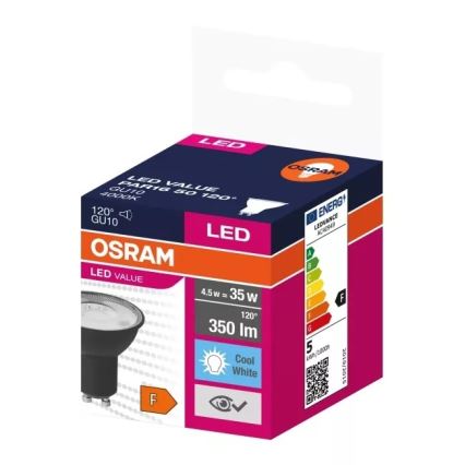 Λαμπτήρας LED VALUE PAR16 GU10/4,5W/230V 4000K 120° μαύρο - Osram