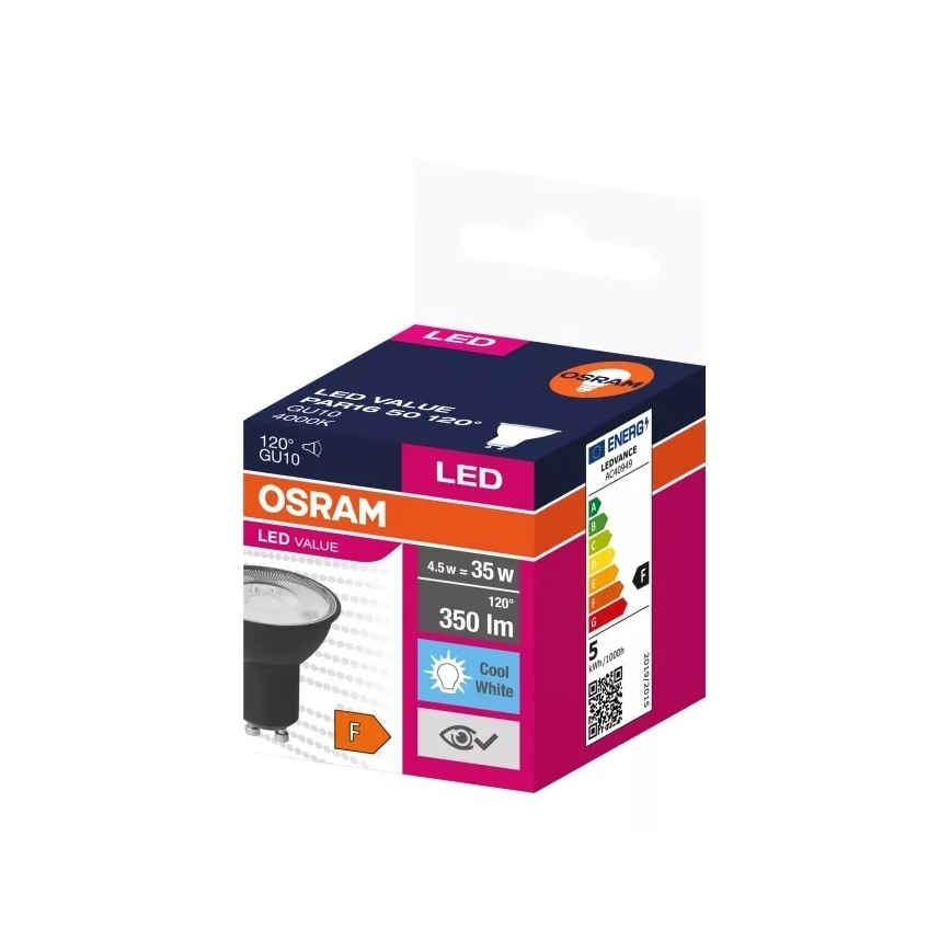 Λαμπτήρας LED VALUE PAR16 GU10/4,5W/230V 4000K 120° μαύρο - Osram