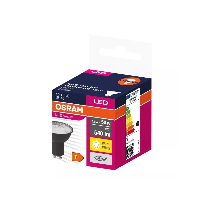 Λαμπτήρας LED VALUE PAR16 GU10/6,9W/230V 2700K 120° μαύρο - Osram