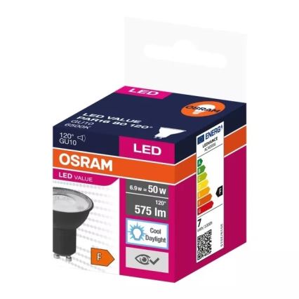 Λαμπτήρας LED VALUE PAR16 GU10/6,9W/230V 6500K 120° μαύρο - Ledvance
