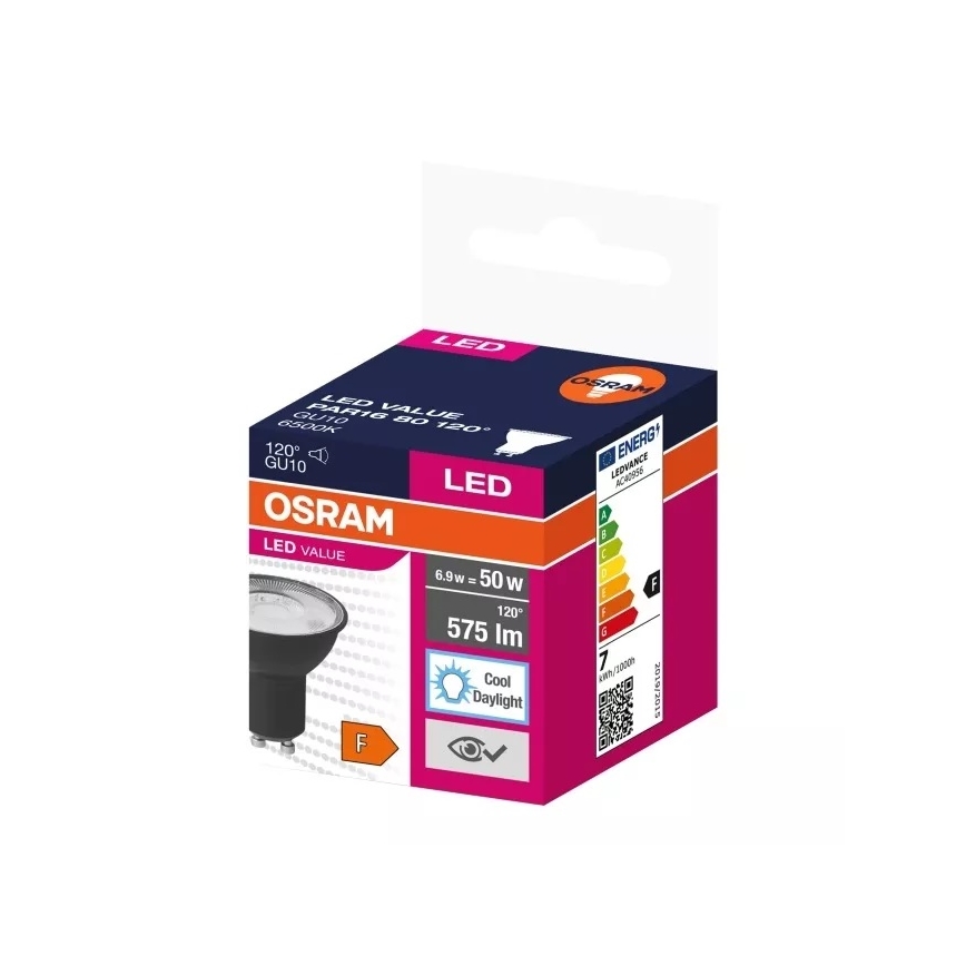Λαμπτήρας LED VALUE PAR16 GU10/6,9W/230V 6500K 120° μαύρο - Osram