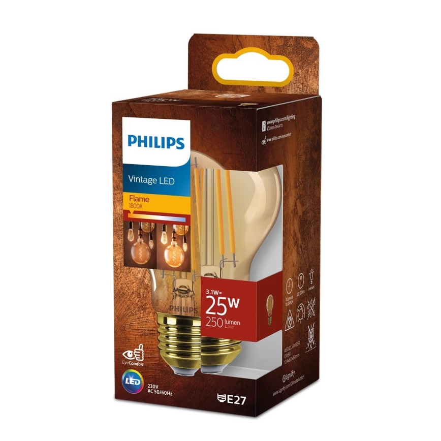 Λαμπτήρας LED VINTAGE Philips A60 E27/3,1W/230V 1800K