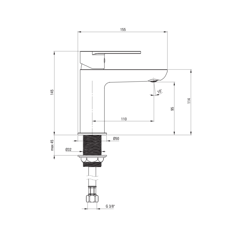 Deante BGA_020M - Μίκτης νιπτήρα ALPINIA σε γυαλιστερό χρώμιο