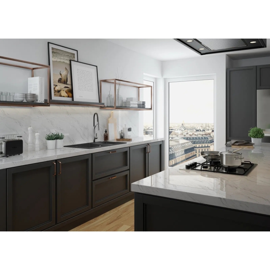 Deante BGB_B720 - Μπαταρία νεροχύτη με ευέλικτο ρουξούνι GERBERA μαύρο/χρώμιο