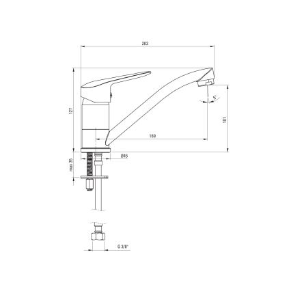 Deante BMO_N26M - Μπαταρία νιπτήρα BORO 12,7 εκ. μαύρη