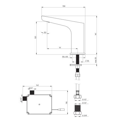 Deante BQH_028R - Μπαταρία Νιπτήρος με φωτοκύτταρο  HIACYNT 4xAA γυαλιστερό χρώμιο