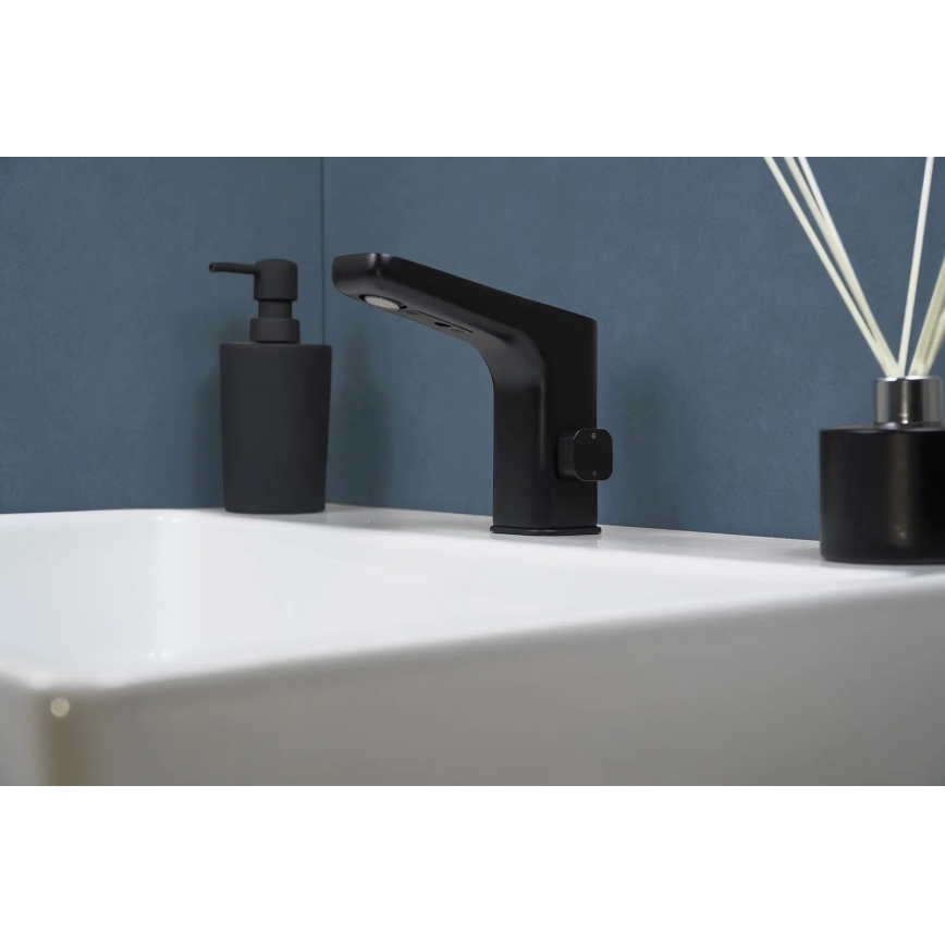 Deante BQH_N29R - Μπαταρία Νιπτήρος με φωτοκύτταρο Βαλβίδα νιπτήρος with temperature regulation HIACYNT 4xAA μαύρο