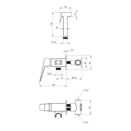 Deante BQL_N34M - Μπαταρία μπιντέ BLUR με ψεκαστήρα για εντοιχισμένη εγκατάσταση, μαύρη