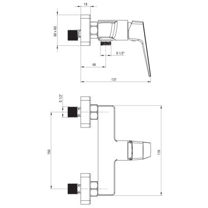 Deante BQL_N40M - Μπαταρία ντους BLUR μαύρη