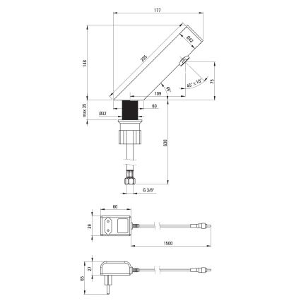 Deante BQR_P28V - Μπαταρία νιπτήρα με φωτοκύτταροSENSE 230/6V polished ατσάλι