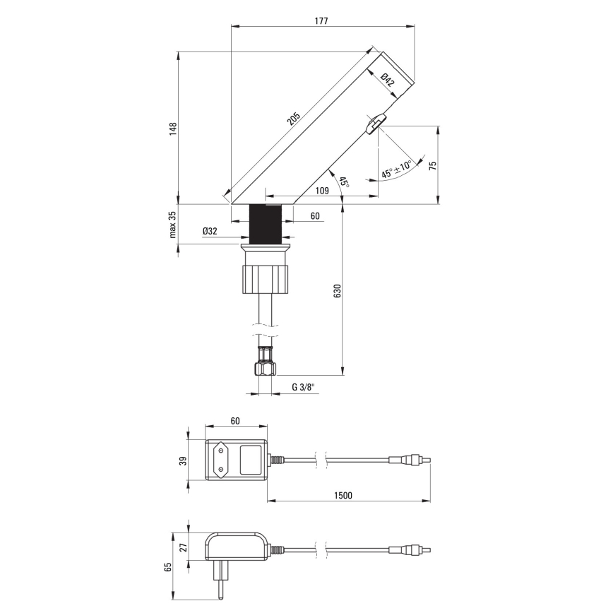 Deante BQR_P28V - Μπαταρία νιπτήρα με φωτοκύτταροSENSE 230/6V polished ατσάλι