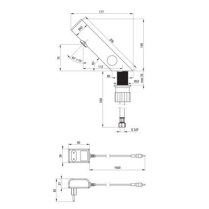 Deante BQR_P29V - Μπαταρία νιπτήρα με φωτοκύτταρο SENSE 230/6V polished ατσάλι