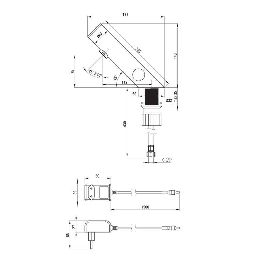Deante BQR_P29V - Μπαταρία νιπτήρα με φωτοκύτταρο SENSE 230/6V polished ατσάλι